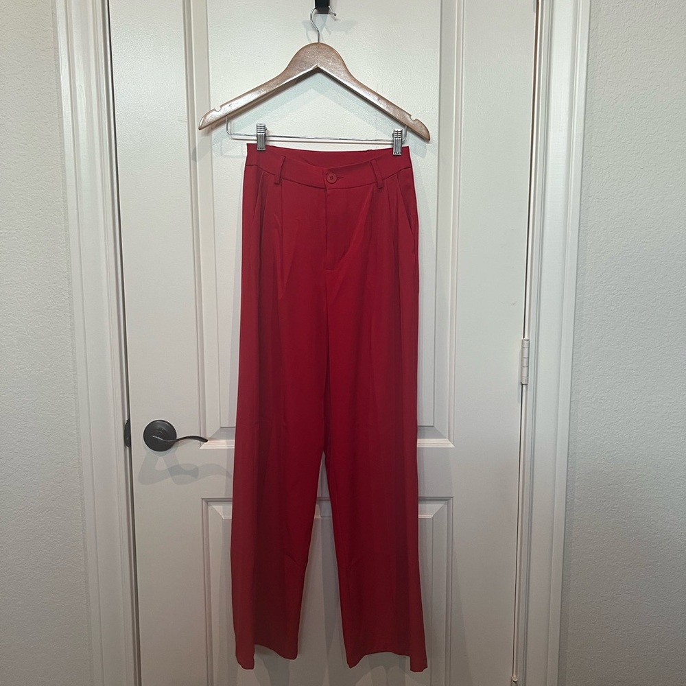Red Wide-Leg Pants